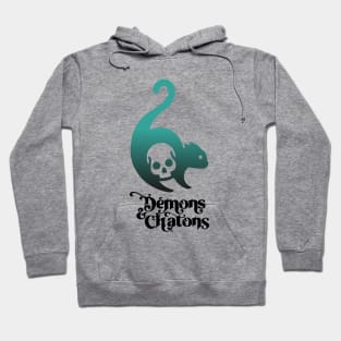 Démons&Chatons logo / turquoise and black Hoodie